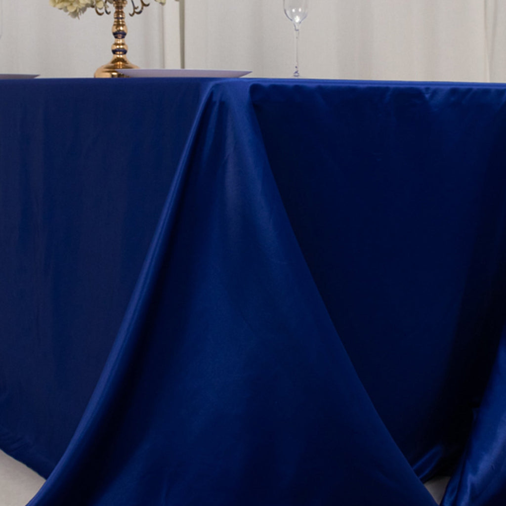 Lamour Satin 90"x132" Rectangle Tablecloth Royal Blue - Soft & Silk - Like Seamless Table Cover - Bell Racket Store