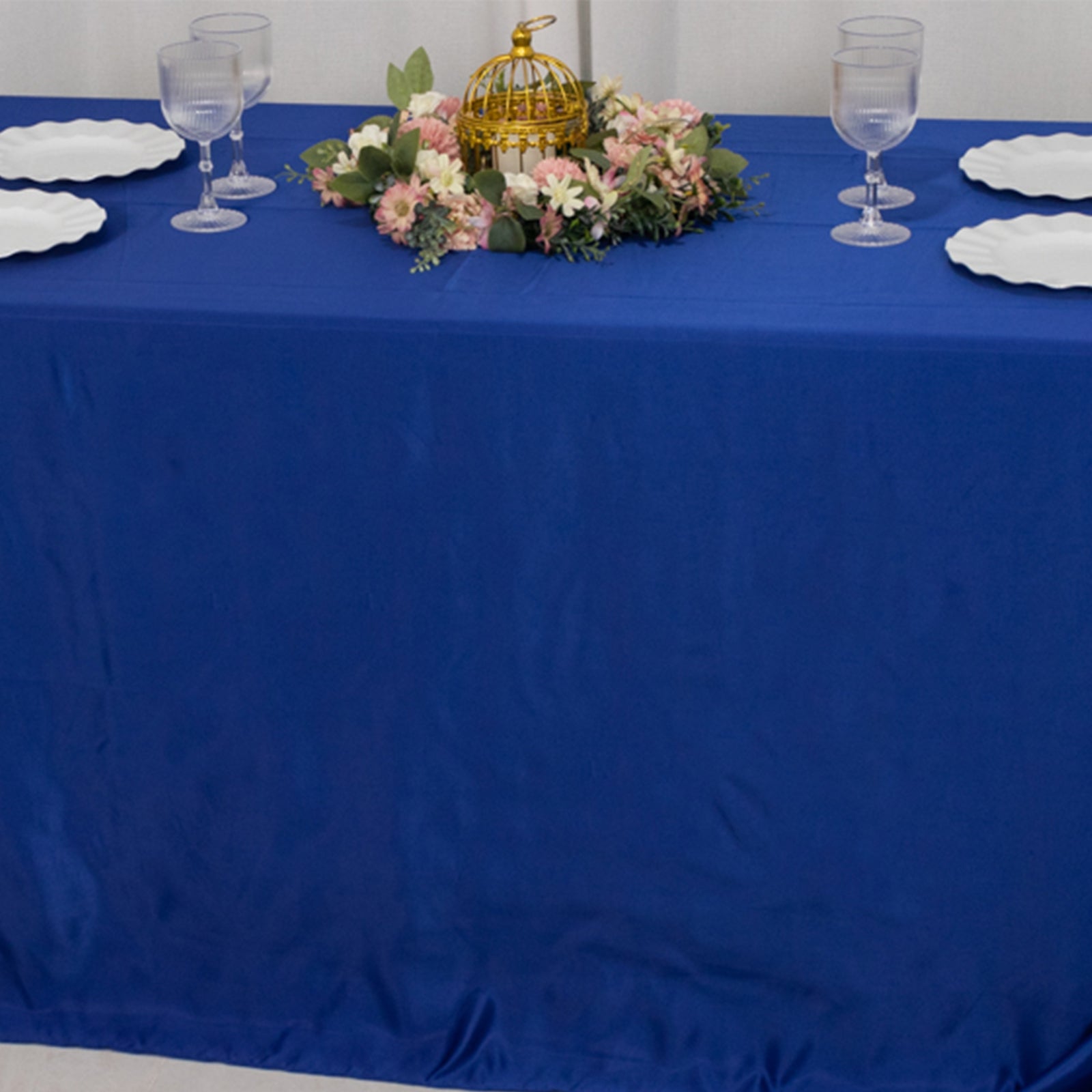 Lamour Satin 90"x132" Rectangle Tablecloth Royal Blue - Soft & Silk - Like Seamless Table Cover - Bell Racket Store