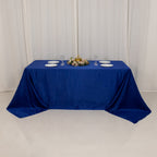 Lamour Satin 90"x132" Rectangle Tablecloth Royal Blue - Soft & Silk - Like Seamless Table Cover - Bell Racket Store
