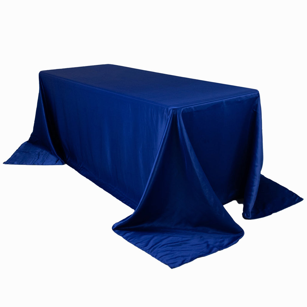 Lamour Satin 90"x132" Rectangle Tablecloth Royal Blue - Soft & Silk - Like Seamless Table Cover - Bell Racket Store