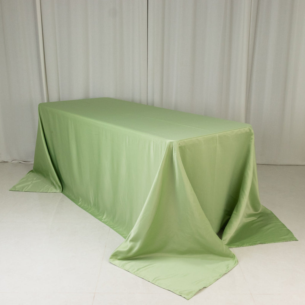 Lamour Satin 90"x132" Rectangle Tablecloth Sage Green - Soft & Silk - Like Seamless Table Cover - Bell Racket Store