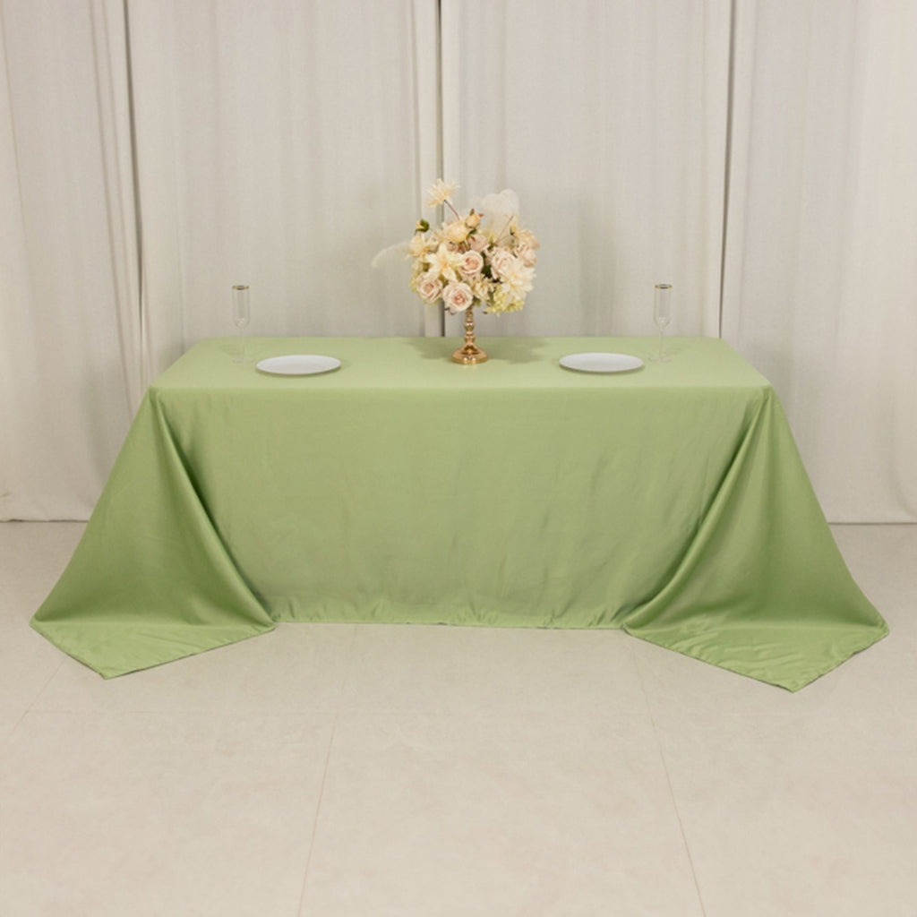 Lamour Satin 90"x132" Rectangle Tablecloth Sage Green - Soft & Silk - Like Seamless Table Cover - Bell Racket Store