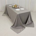 Lamour Satin 90"x132" Rectangle Tablecloth Silver - Soft & Silk - Like Seamless Table Cover - Bell Racket Store