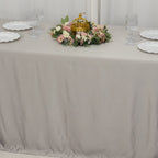 Lamour Satin 90"x132" Rectangle Tablecloth Silver - Soft & Silk - Like Seamless Table Cover - Bell Racket Store
