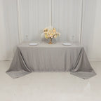 Lamour Satin 90"x132" Rectangle Tablecloth Silver - Soft & Silk - Like Seamless Table Cover - Bell Racket Store