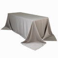 Lamour Satin 90"x132" Rectangle Tablecloth Silver - Soft & Silk - Like Seamless Table Cover - Bell Racket Store