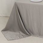 Lamour Satin 90"x132" Rectangle Tablecloth Silver - Soft & Silk - Like Seamless Table Cover - Bell Racket Store