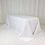 Lamour Satin 90"x132" Rectangle Tablecloth White - Soft & Silk - Like Seamless Table Cover for Weddings & Parties - Bell Racket Store