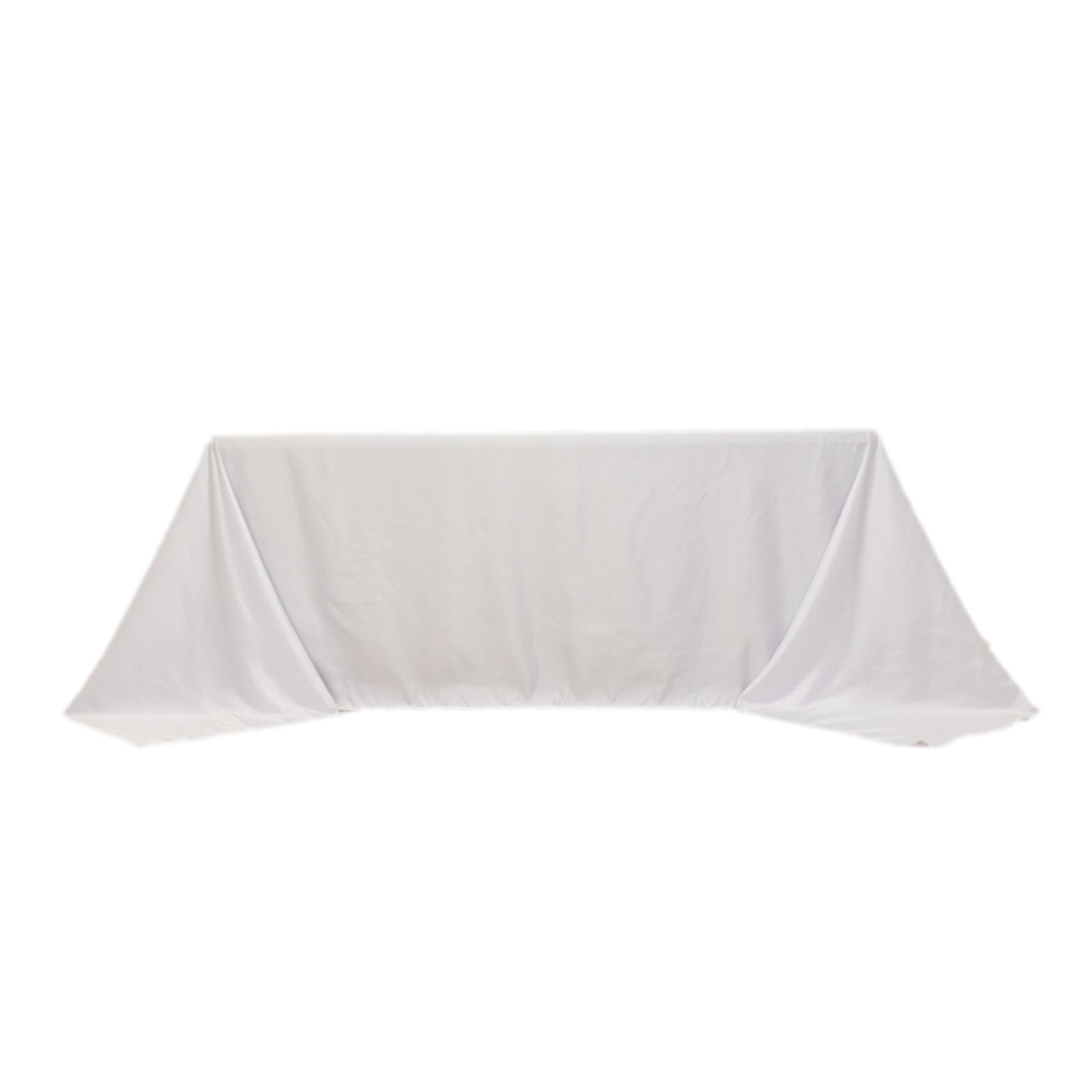Lamour Satin 90"x132" Rectangle Tablecloth White - Soft & Silk - Like Seamless Table Cover for Weddings & Parties - Bell Racket Store