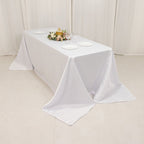 Lamour Satin 90"x132" Rectangle Tablecloth White - Soft & Silk - Like Seamless Table Cover for Weddings & Parties - Bell Racket Store