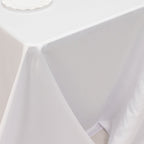 Lamour Satin 90"x132" Rectangle Tablecloth White - Soft & Silk - Like Seamless Table Cover for Weddings & Parties - Bell Racket Store