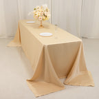 Lamour Satin 90"x156" Rectangle Tablecloth Beige - Luxurious, Soft Seamless Table Cover - Bell Racket Store