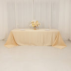 Lamour Satin 90"x156" Rectangle Tablecloth Beige - Luxurious, Soft Seamless Table Cover - Bell Racket Store
