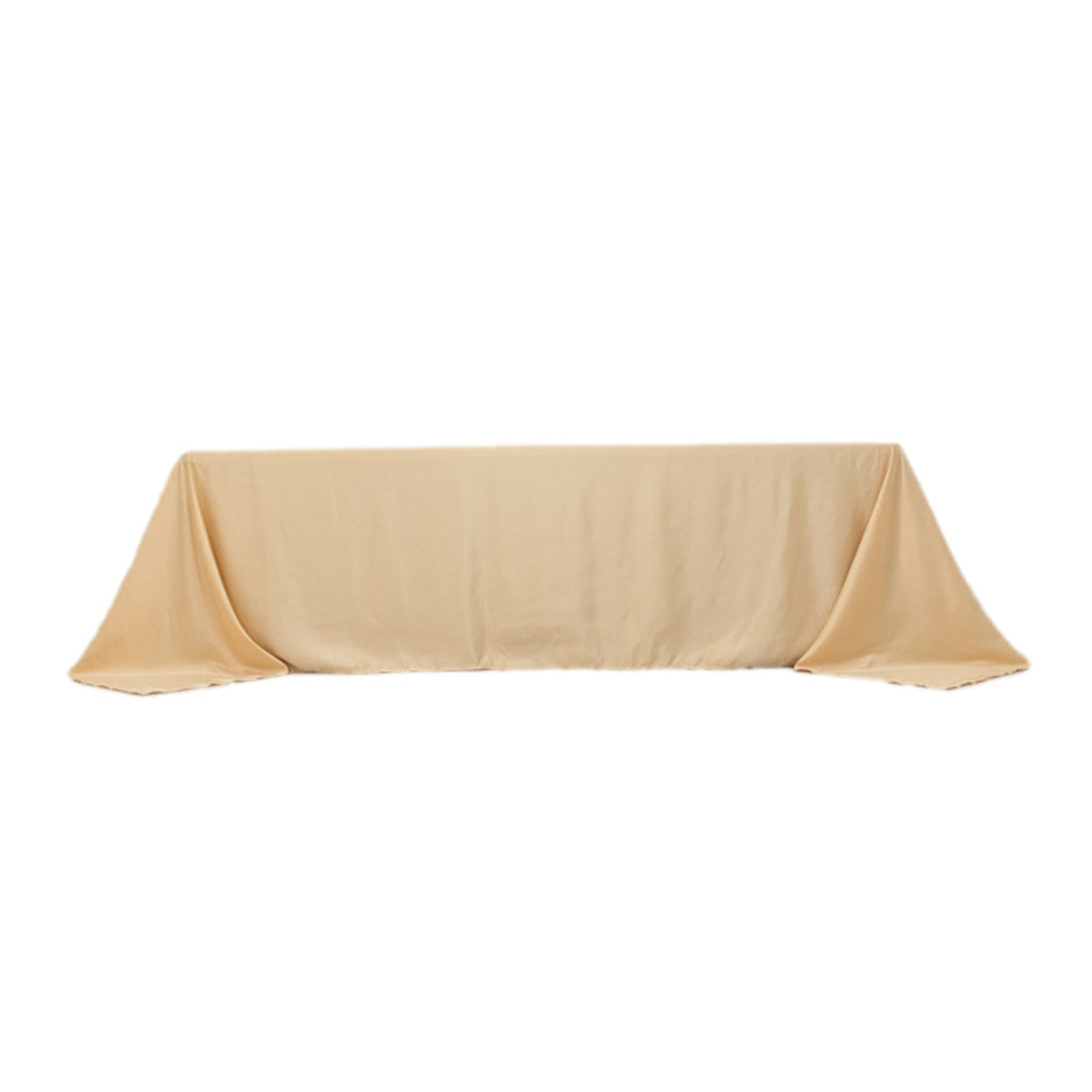 Lamour Satin 90"x156" Rectangle Tablecloth Beige - Luxurious, Soft Seamless Table Cover - Bell Racket Store