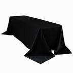 Lamour Satin 90"x156" Rectangle Tablecloth Black - Luxurious, Soft Seamless Table Cover for Stylish Settings - Bell Racket Store