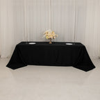 Lamour Satin 90"x156" Rectangle Tablecloth Black - Luxurious, Soft Seamless Table Cover for Stylish Settings - Bell Racket Store