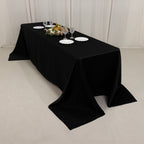 Lamour Satin 90"x156" Rectangle Tablecloth Black - Luxurious, Soft Seamless Table Cover for Stylish Settings - Bell Racket Store