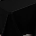 Lamour Satin 90"x156" Rectangle Tablecloth Black - Luxurious, Soft Seamless Table Cover for Stylish Settings - Bell Racket Store
