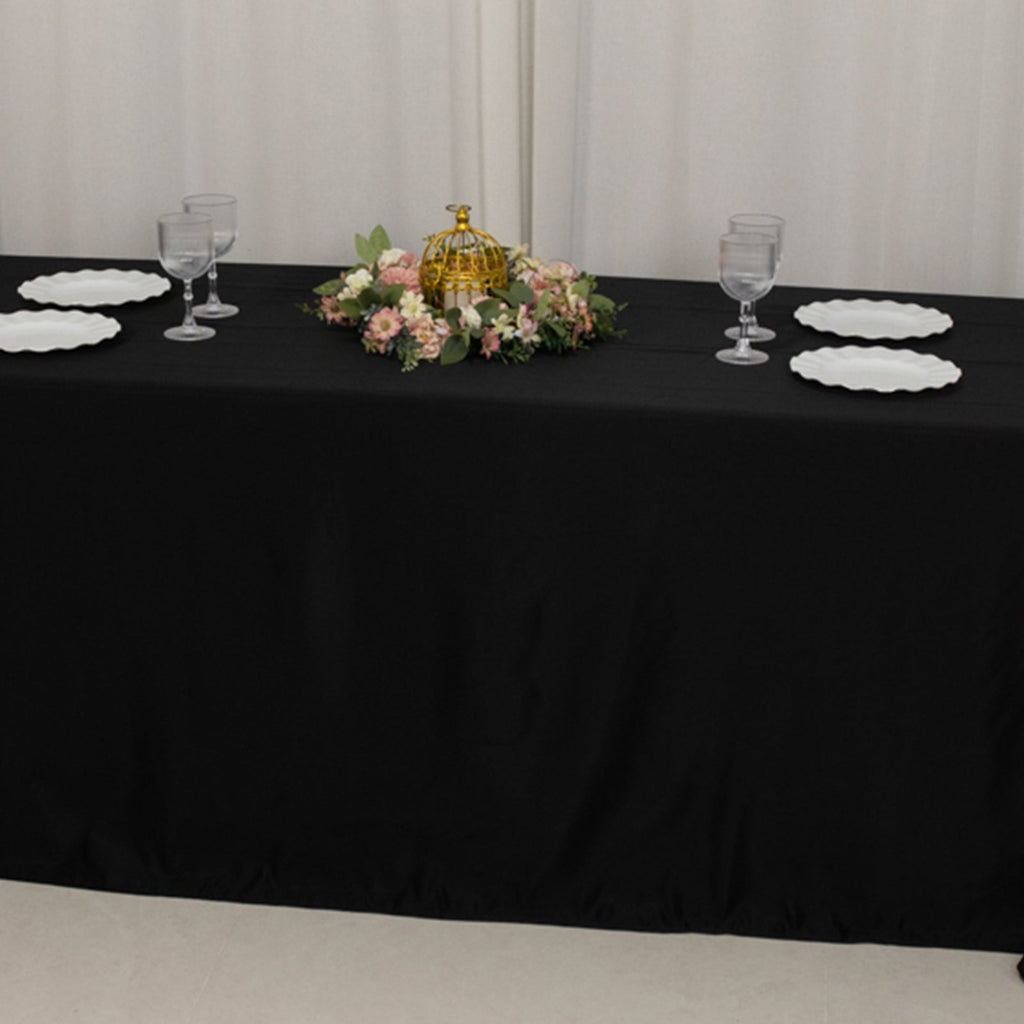 Lamour Satin 90"x156" Rectangle Tablecloth Black - Luxurious, Soft Seamless Table Cover for Stylish Settings - Bell Racket Store