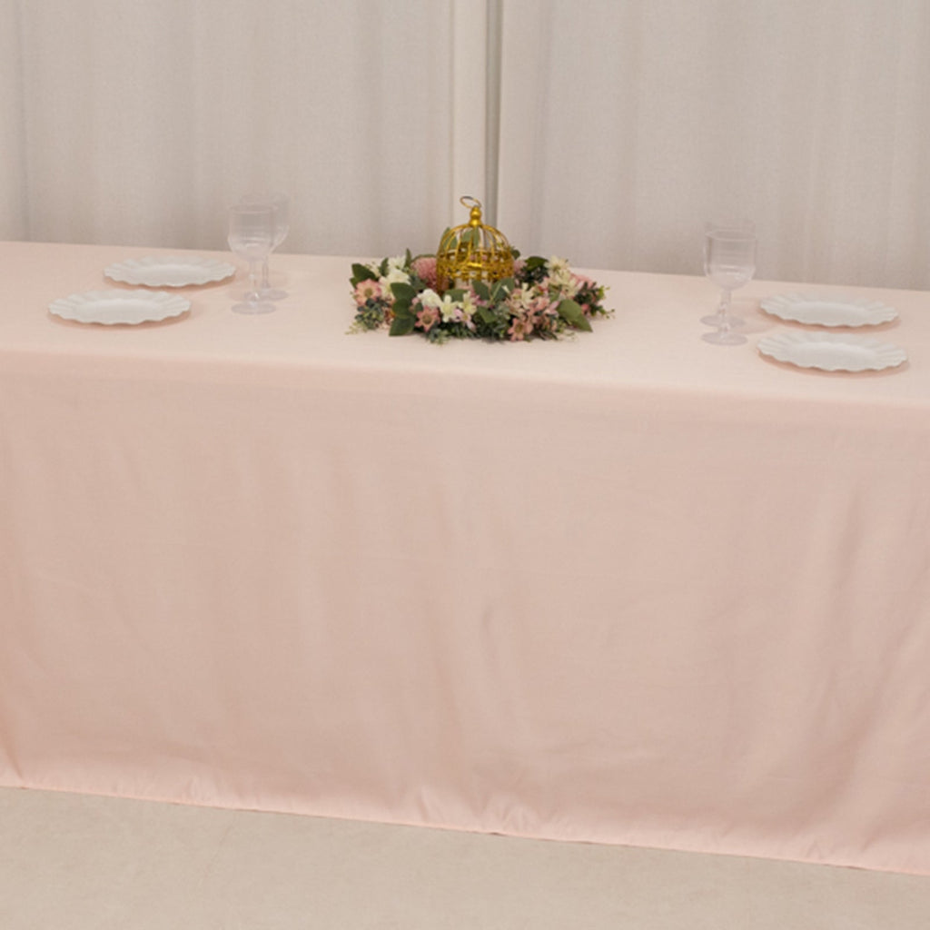 Lamour Satin 90"x156" Rectangle Tablecloth Blush - Luxurious, Soft Seamless Table Cover - Bell Racket Store