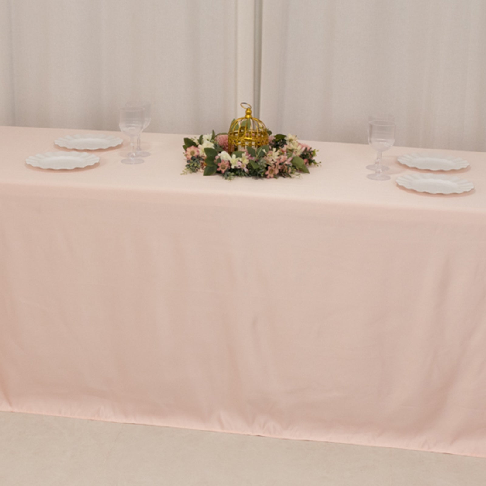 Lamour Satin 90"x156" Rectangle Tablecloth Blush - Luxurious, Soft Seamless Table Cover - Bell Racket Store