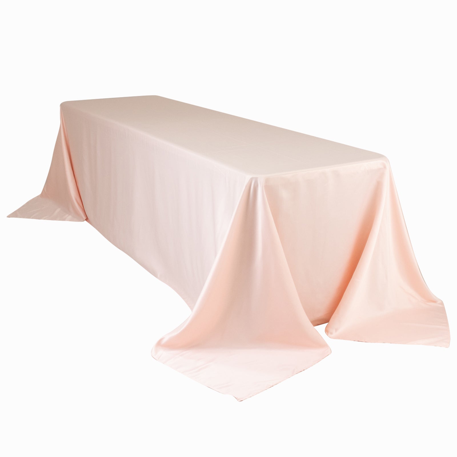 Lamour Satin 90"x156" Rectangle Tablecloth Blush - Luxurious, Soft Seamless Table Cover - Bell Racket Store