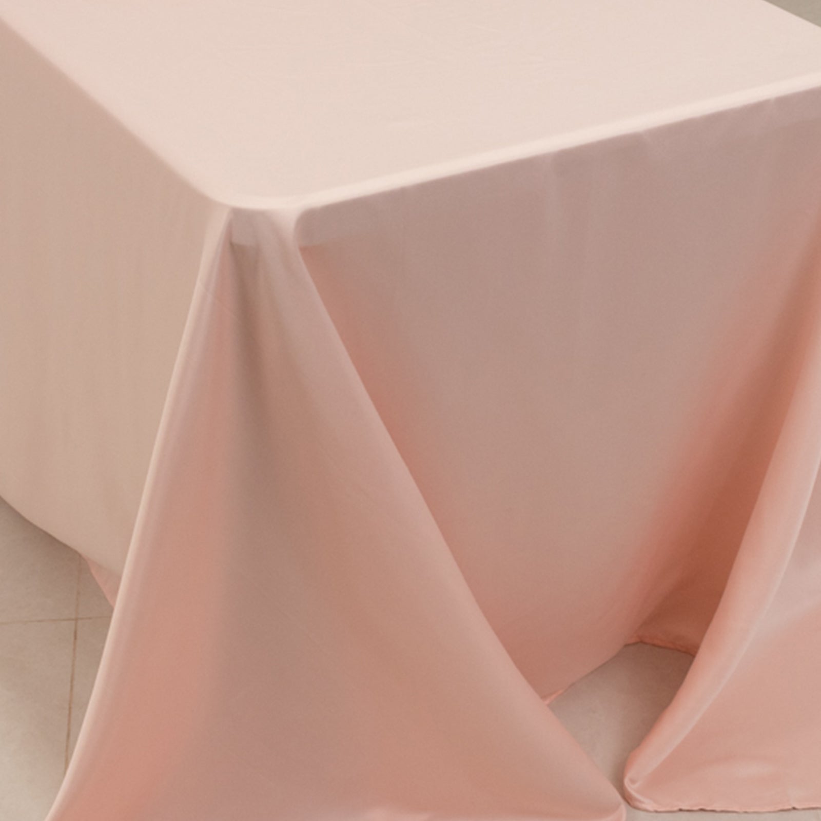 Lamour Satin 90"x156" Rectangle Tablecloth Blush - Luxurious, Soft Seamless Table Cover - Bell Racket Store