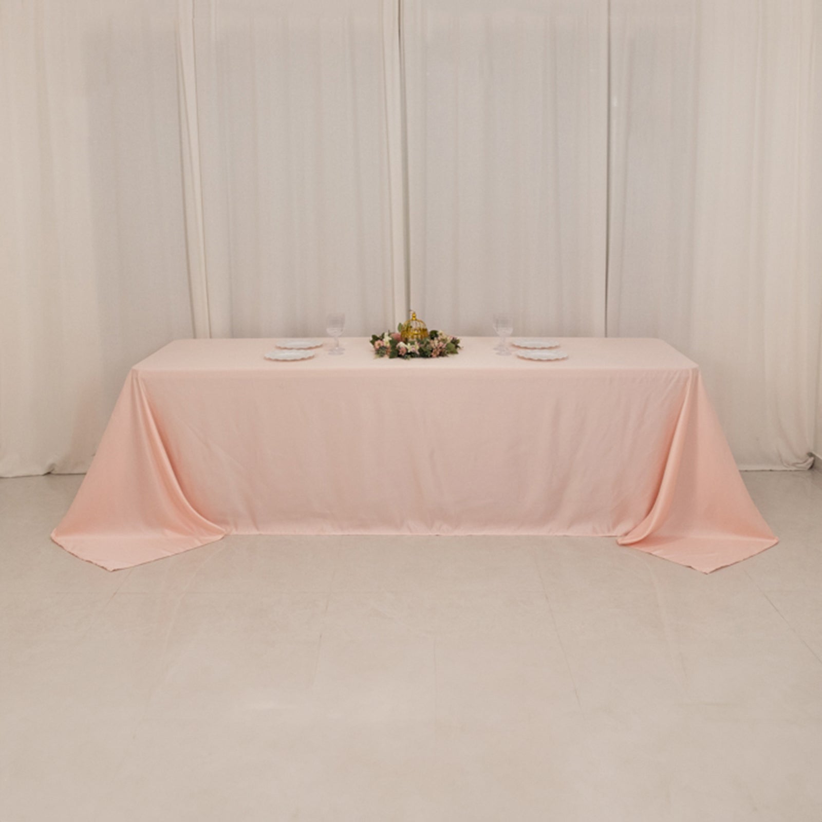 Lamour Satin 90"x156" Rectangle Tablecloth Blush - Luxurious, Soft Seamless Table Cover - Bell Racket Store