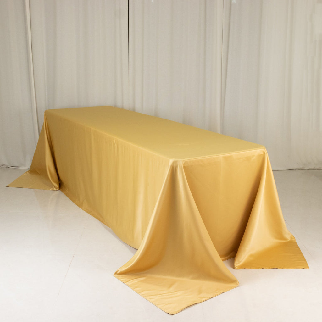 Lamour Satin 90"x156" Rectangle Tablecloth Champagne - Luxurious, Soft Seamless Table Cover - Bell Racket Store