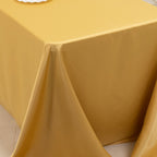 Lamour Satin 90"x156" Rectangle Tablecloth Champagne - Luxurious, Soft Seamless Table Cover - Bell Racket Store