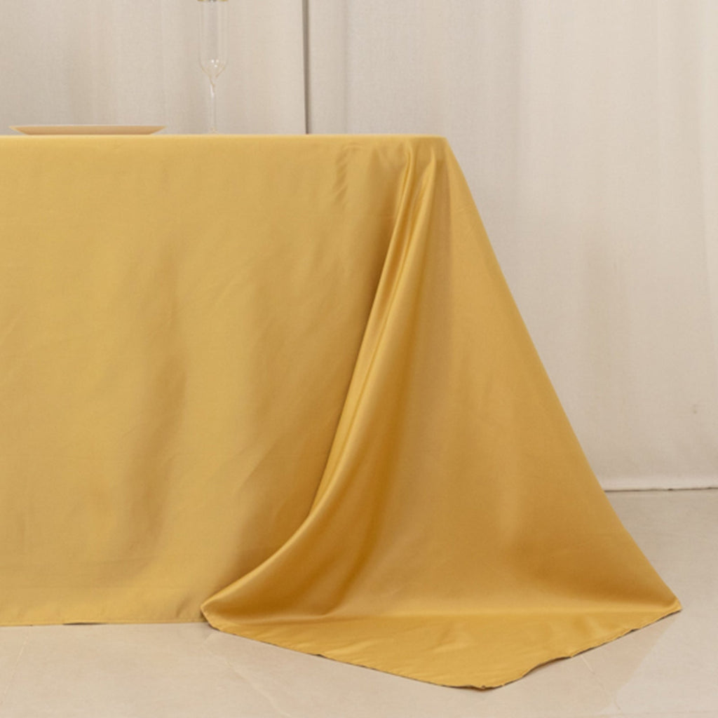 Lamour Satin 90"x156" Rectangle Tablecloth Champagne - Luxurious, Soft Seamless Table Cover - Bell Racket Store