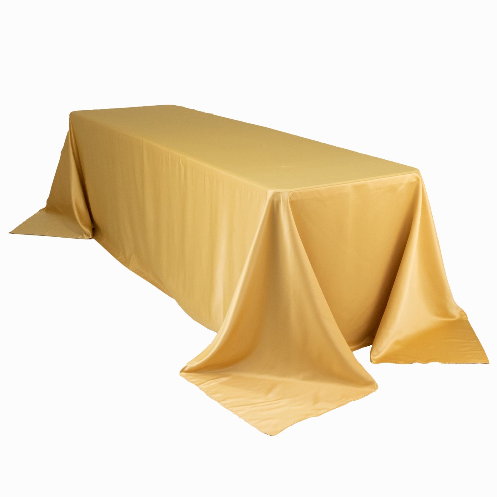 Lamour Satin 90"x156" Rectangle Tablecloth Champagne - Luxurious, Soft Seamless Table Cover - Bell Racket Store