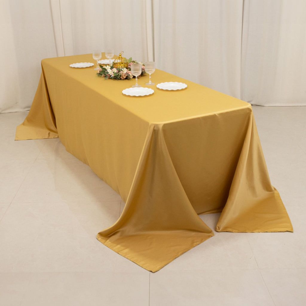 Lamour Satin 90"x156" Rectangle Tablecloth Champagne - Luxurious, Soft Seamless Table Cover - Bell Racket Store