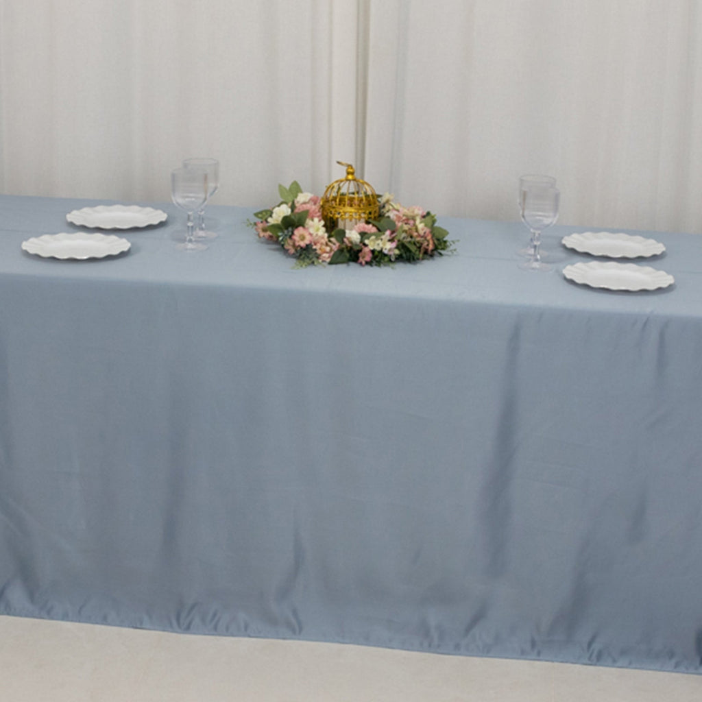 Lamour Satin 90"x156" Rectangle Tablecloth Dusty Blue - Luxurious, Soft Seamless Table Cover - Bell Racket Store