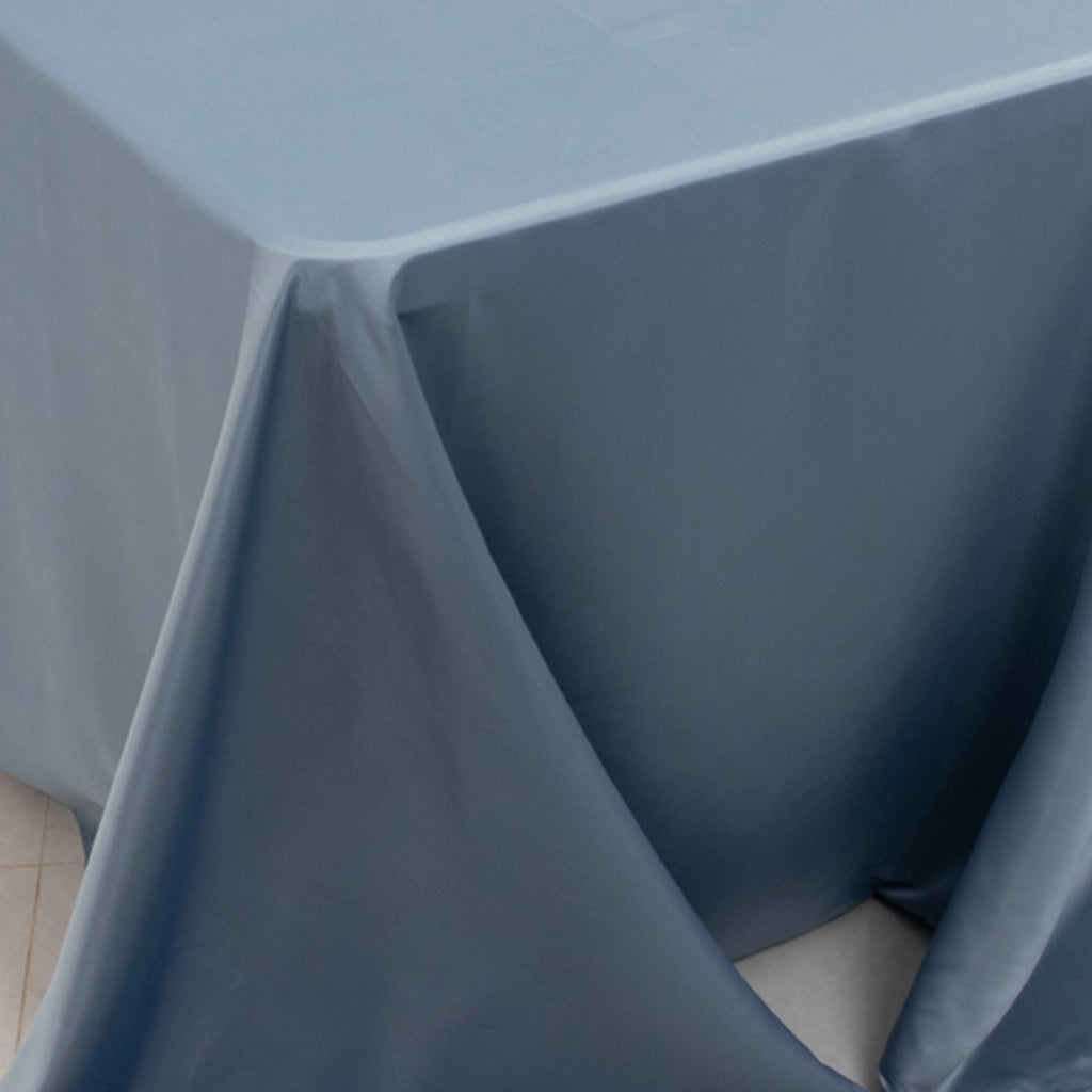 Lamour Satin 90"x156" Rectangle Tablecloth Dusty Blue - Luxurious, Soft Seamless Table Cover - Bell Racket Store