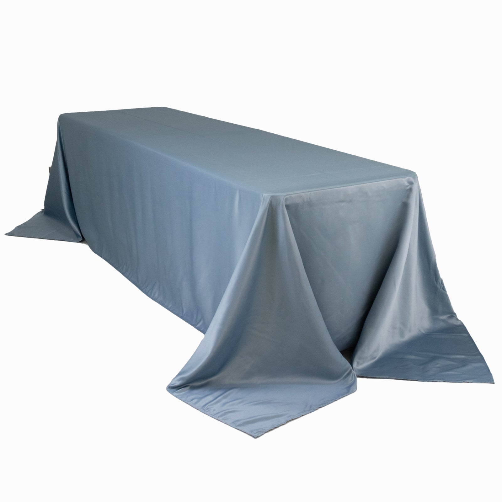 Lamour Satin 90"x156" Rectangle Tablecloth Dusty Blue - Luxurious, Soft Seamless Table Cover - Bell Racket Store