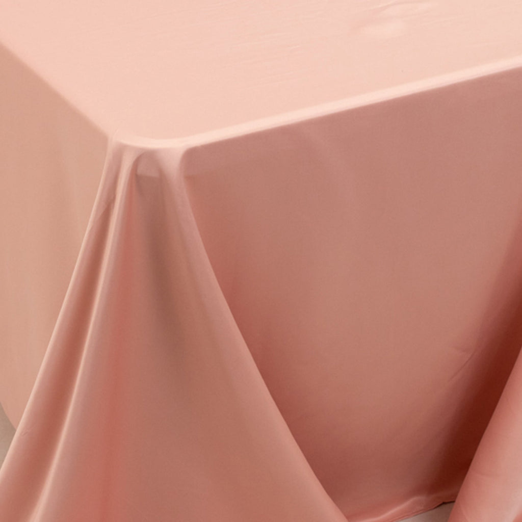 Lamour Satin 90"x156" Rectangle Tablecloth Dusty Rose - Luxurious, Soft Seamless Table Cover - Bell Racket Store