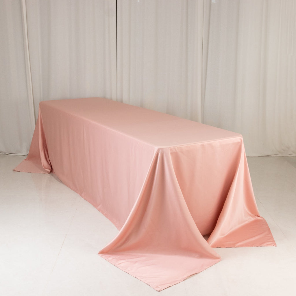 Lamour Satin 90"x156" Rectangle Tablecloth Dusty Rose - Luxurious, Soft Seamless Table Cover - Bell Racket Store