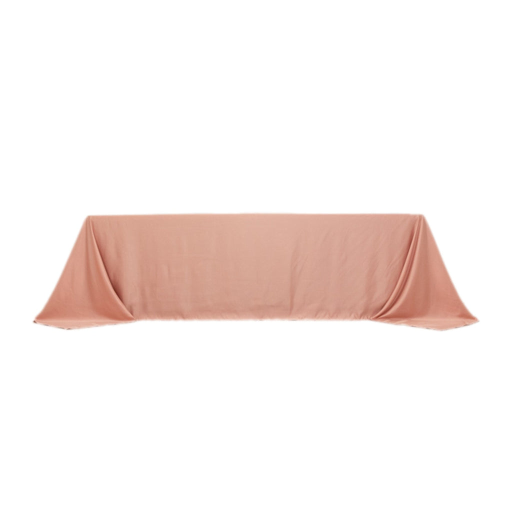 Lamour Satin 90"x156" Rectangle Tablecloth Dusty Rose - Luxurious, Soft Seamless Table Cover - Bell Racket Store