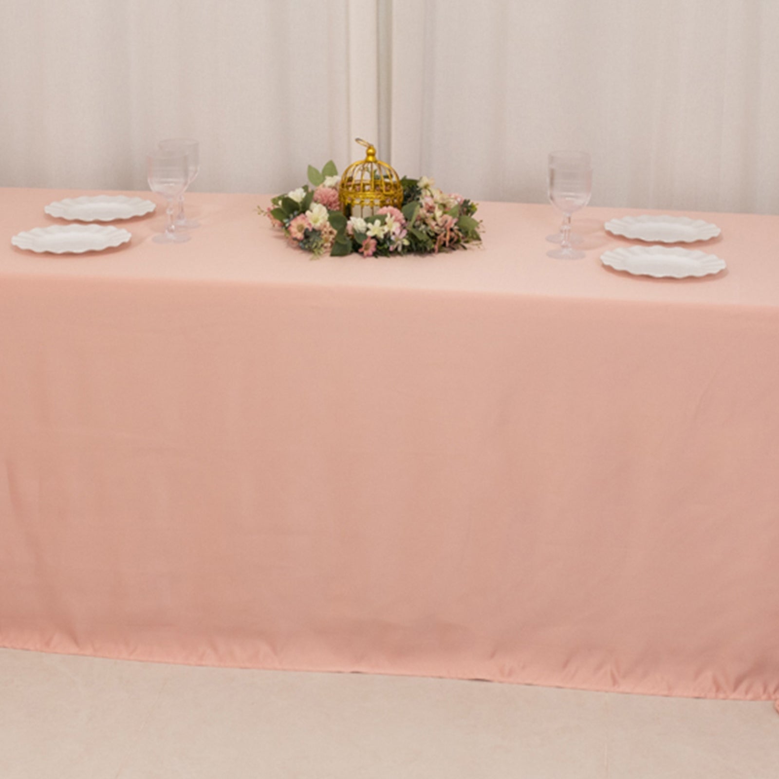 Lamour Satin 90"x156" Rectangle Tablecloth Dusty Rose - Luxurious, Soft Seamless Table Cover - Bell Racket Store