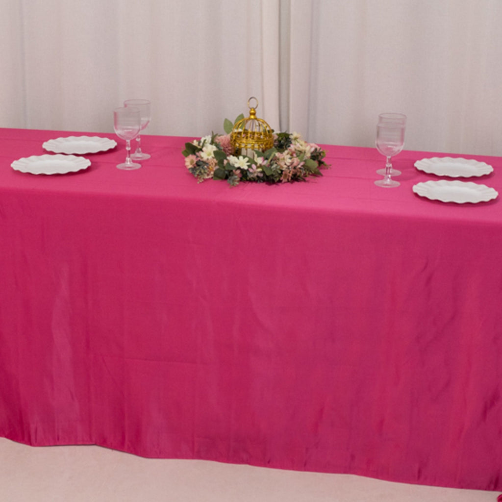 Lamour Satin 90"x156" Rectangle Tablecloth Fuchsia - Luxurious, Soft Seamless Table Cover - Bell Racket Store