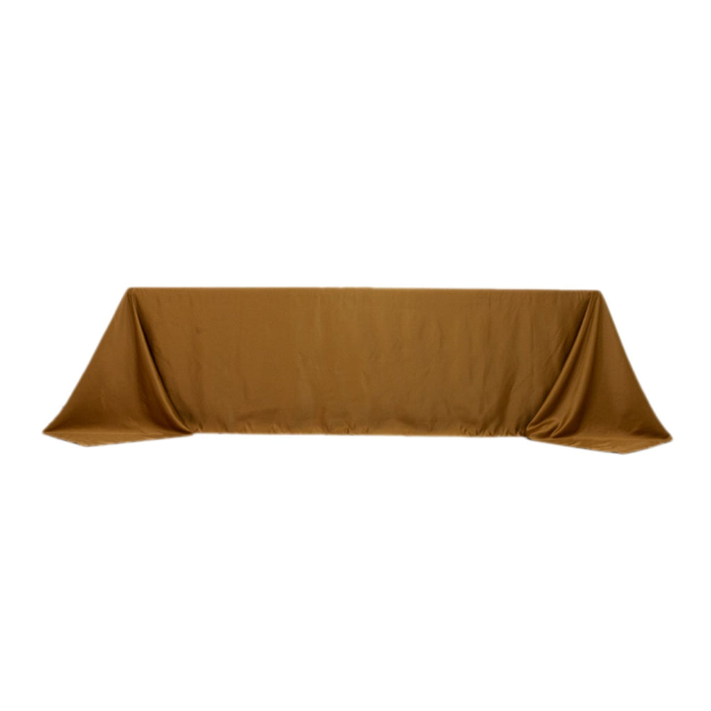 Lamour Satin 90"x156" Rectangle Tablecloth Gold - Luxurious, Soft Seamless Table Cover for Stylish Settings - Bell Racket Store
