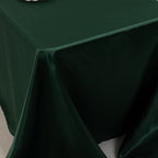 Lamour Satin 90"x156" Rectangle Tablecloth Hunter Emerald Green - Luxurious, Soft Seamless Table Cover - Bell Racket Store