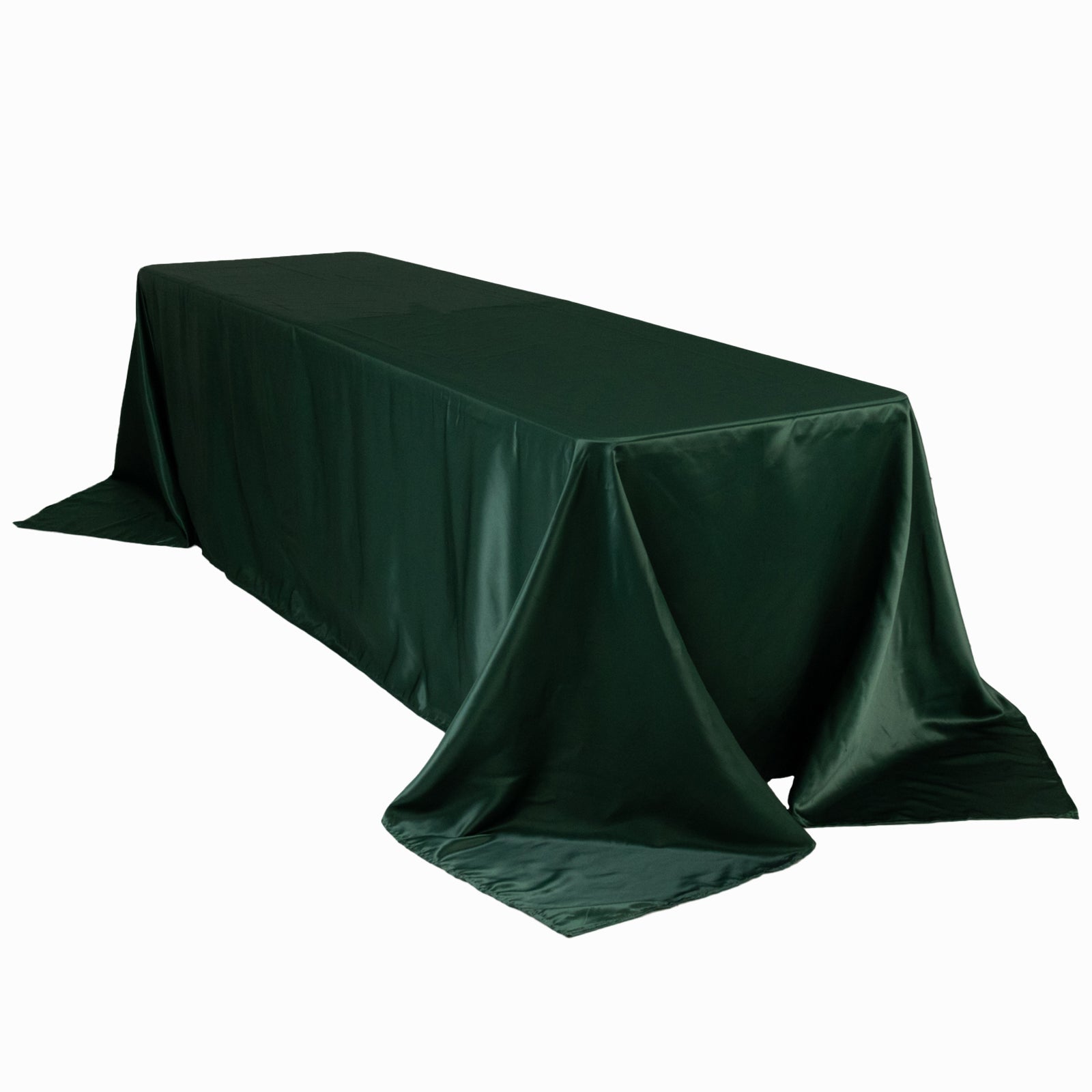 Lamour Satin 90"x156" Rectangle Tablecloth Hunter Emerald Green - Luxurious, Soft Seamless Table Cover - Bell Racket Store