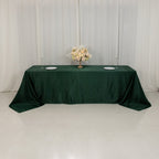 Lamour Satin 90"x156" Rectangle Tablecloth Hunter Emerald Green - Luxurious, Soft Seamless Table Cover - Bell Racket Store