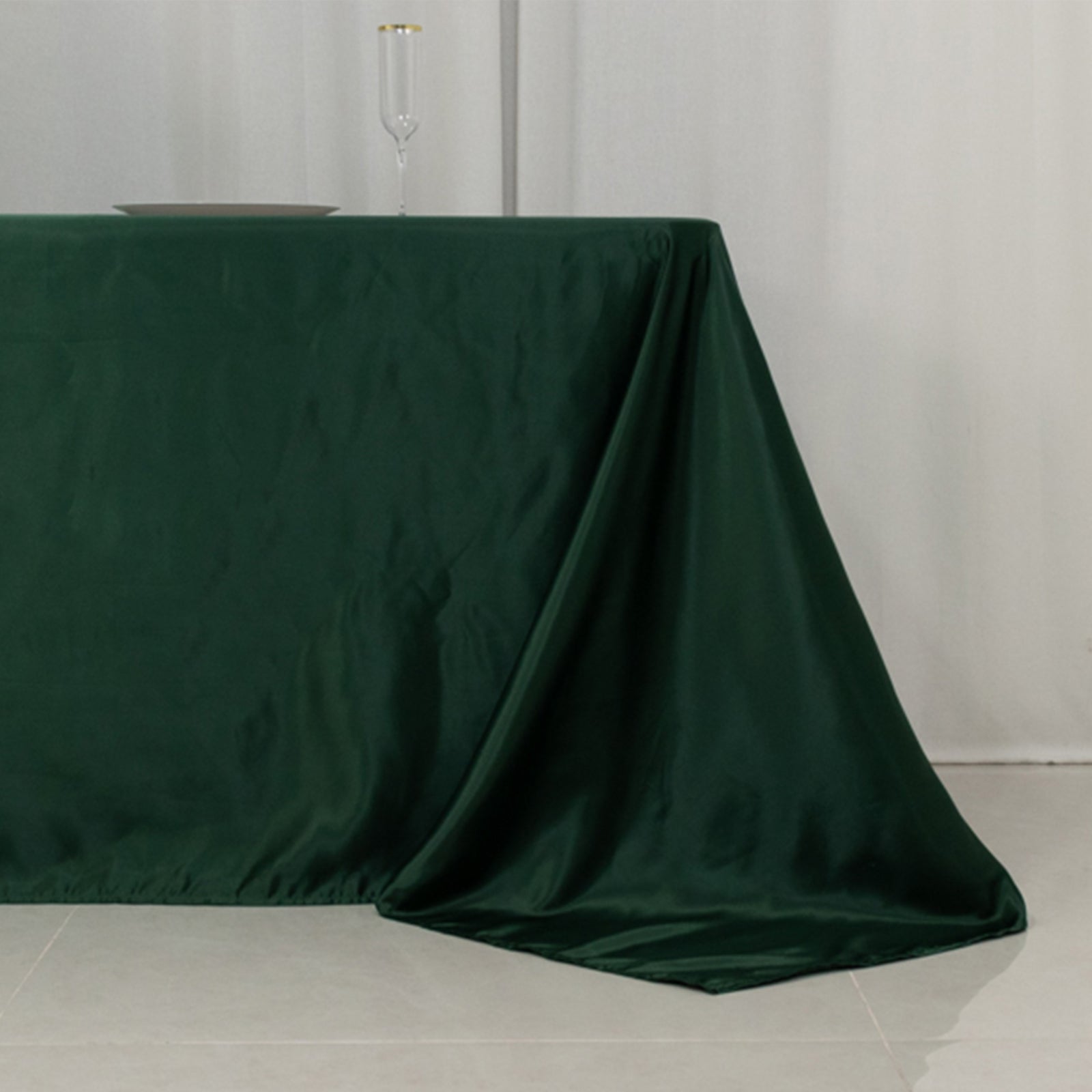 Lamour Satin 90"x156" Rectangle Tablecloth Hunter Emerald Green - Luxurious, Soft Seamless Table Cover - Bell Racket Store