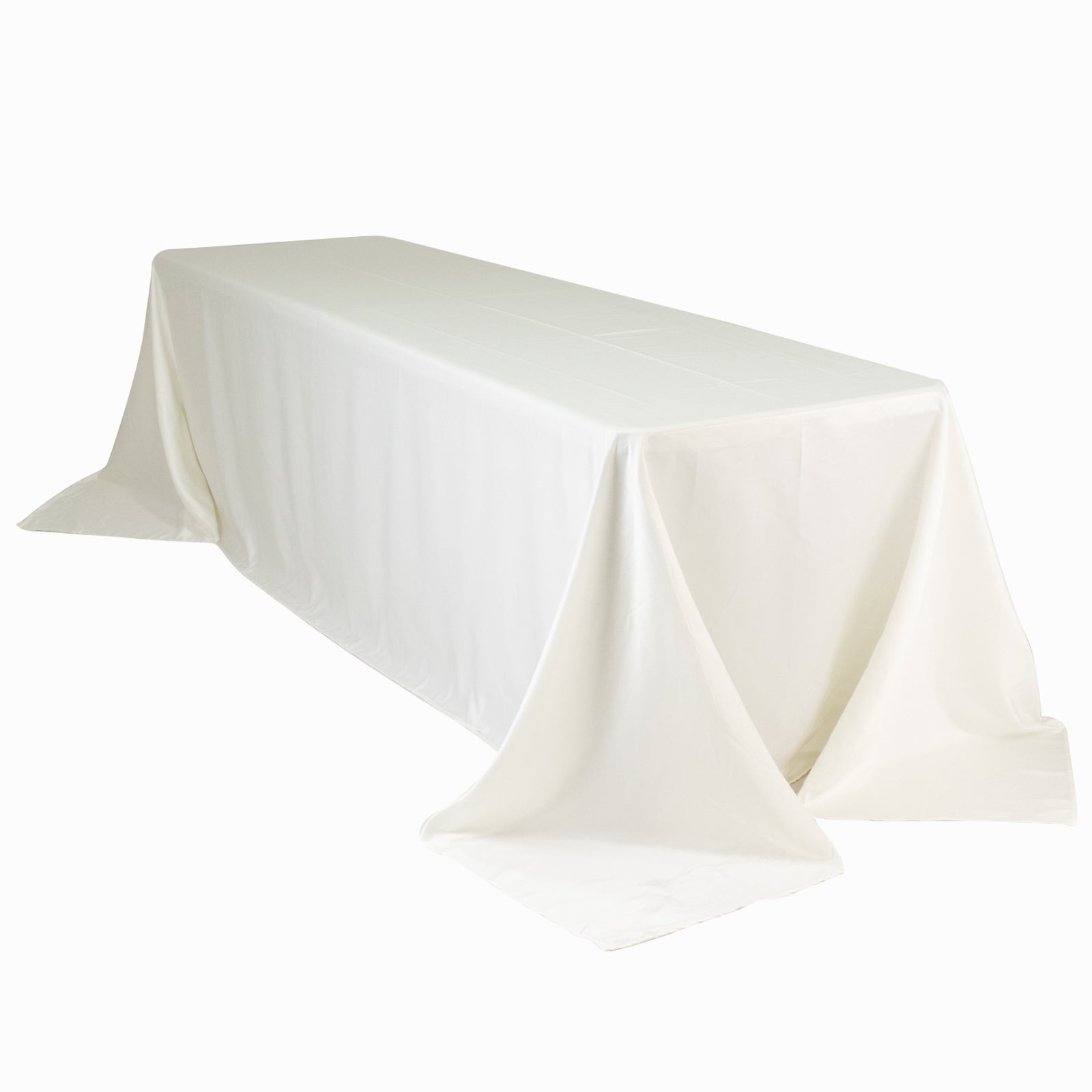 Lamour Satin 90"x156" Rectangle Tablecloth Ivory - Luxurious, Soft Seamless Table Cover - Bell Racket Store