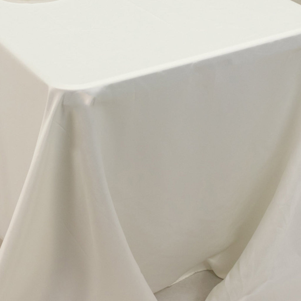 Lamour Satin 90"x156" Rectangle Tablecloth Ivory - Luxurious, Soft Seamless Table Cover - Bell Racket Store
