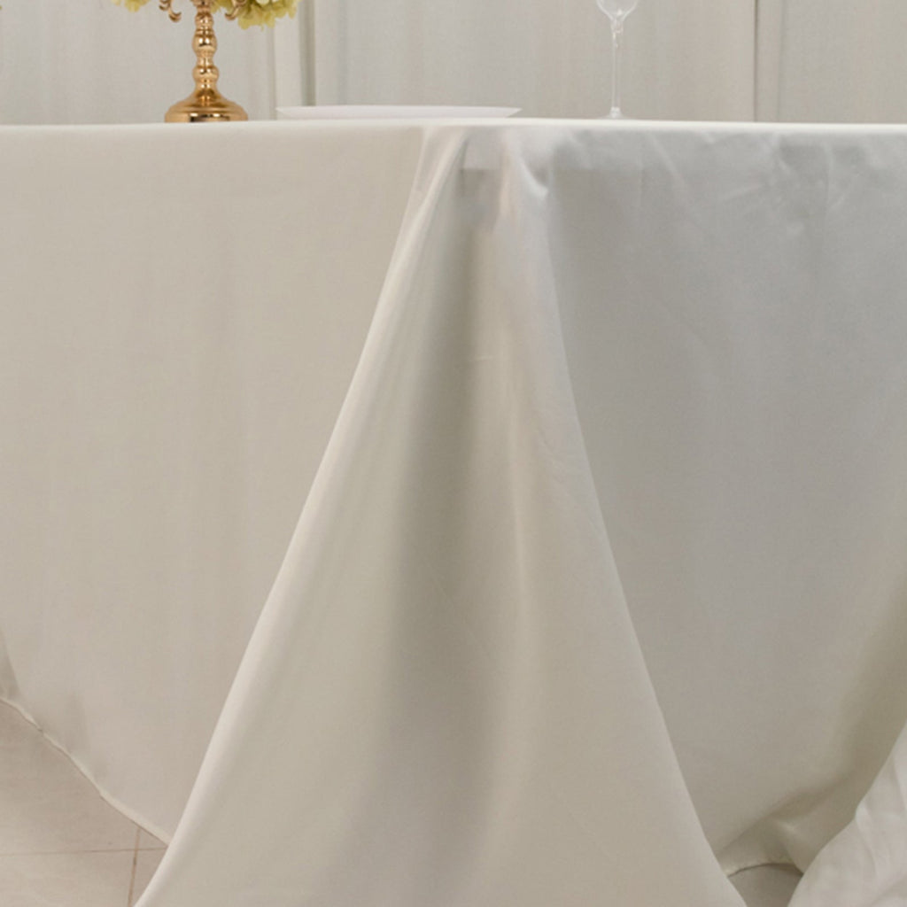 Lamour Satin 90"x156" Rectangle Tablecloth Ivory - Luxurious, Soft Seamless Table Cover - Bell Racket Store
