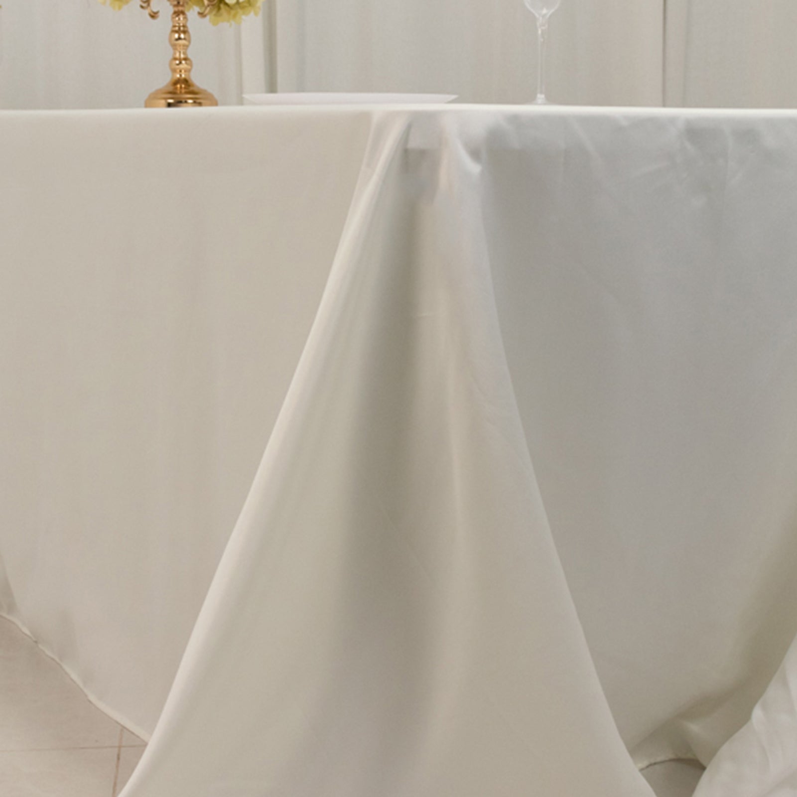 Lamour Satin 90"x156" Rectangle Tablecloth Ivory - Luxurious, Soft Seamless Table Cover - Bell Racket Store